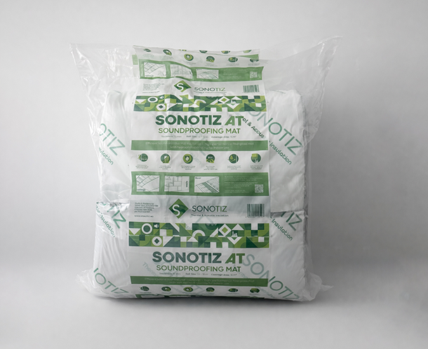 Изображение материала SONOTIZ AT для звуко и теплоизоляции в пластиковой упаковке на странице продукции